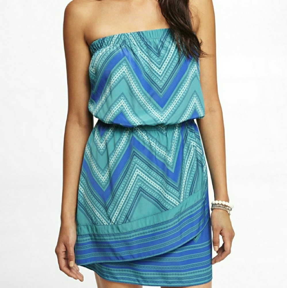 Express navy and coral patterned dress